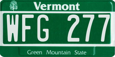 VT license plate WFG277