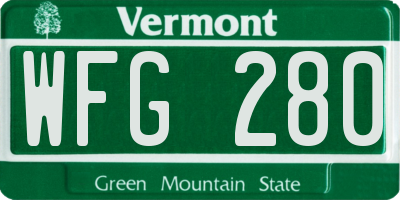 VT license plate WFG280