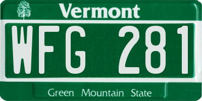 VT license plate WFG281