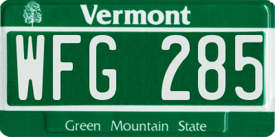VT license plate WFG285