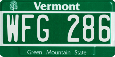 VT license plate WFG286