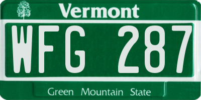 VT license plate WFG287