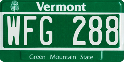VT license plate WFG288