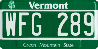 VT license plate WFG289