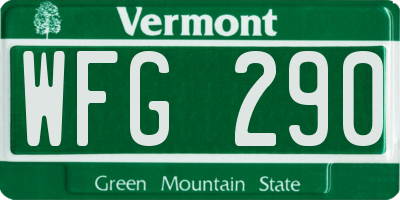 VT license plate WFG290