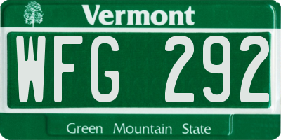 VT license plate WFG292