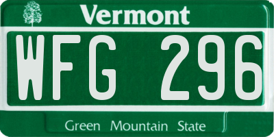 VT license plate WFG296