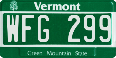 VT license plate WFG299