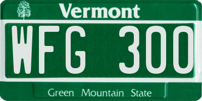 VT license plate WFG300