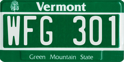 VT license plate WFG301