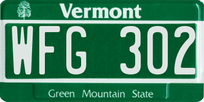 VT license plate WFG302