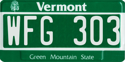 VT license plate WFG303