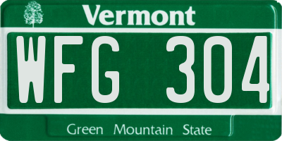 VT license plate WFG304