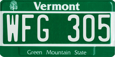 VT license plate WFG305