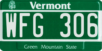 VT license plate WFG306