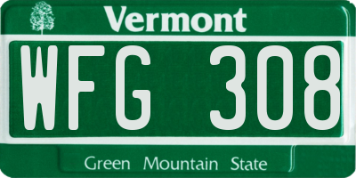 VT license plate WFG308
