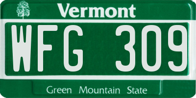 VT license plate WFG309