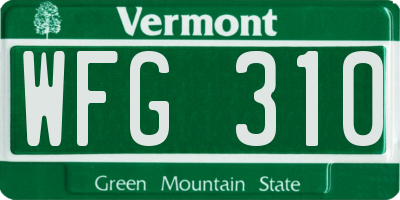 VT license plate WFG310
