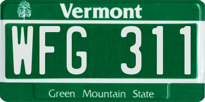 VT license plate WFG311
