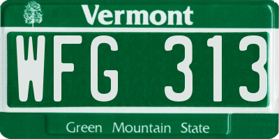 VT license plate WFG313