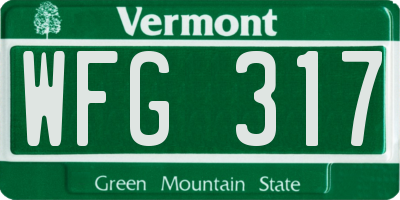 VT license plate WFG317