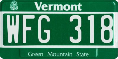VT license plate WFG318
