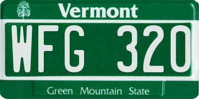 VT license plate WFG320
