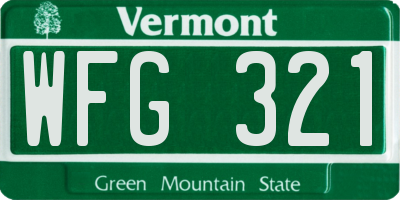 VT license plate WFG321