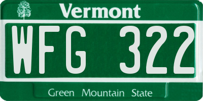 VT license plate WFG322