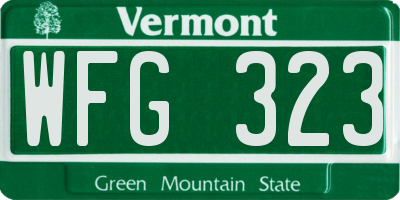 VT license plate WFG323