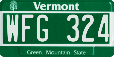 VT license plate WFG324