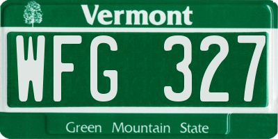 VT license plate WFG327