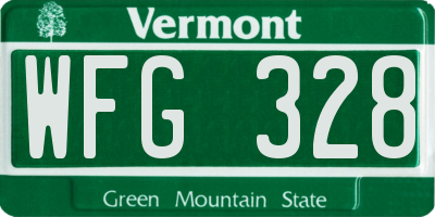 VT license plate WFG328