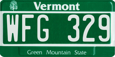 VT license plate WFG329