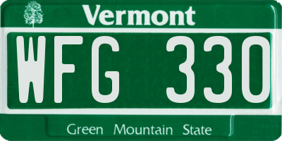 VT license plate WFG330