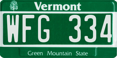 VT license plate WFG334
