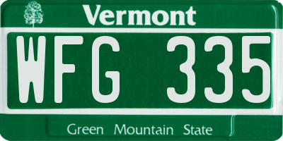 VT license plate WFG335