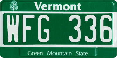 VT license plate WFG336