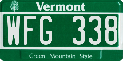VT license plate WFG338