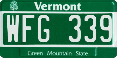 VT license plate WFG339