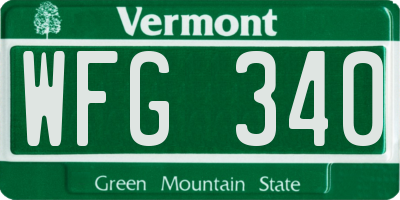 VT license plate WFG340