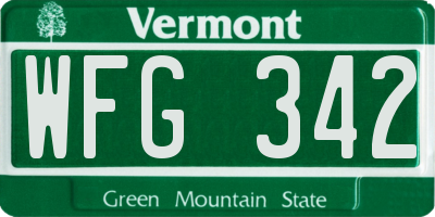 VT license plate WFG342