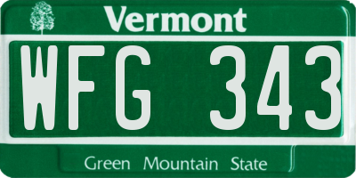 VT license plate WFG343