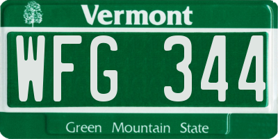 VT license plate WFG344
