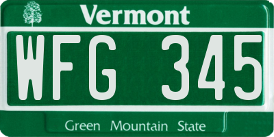 VT license plate WFG345