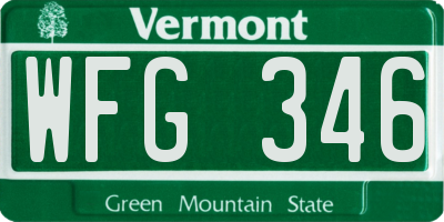 VT license plate WFG346