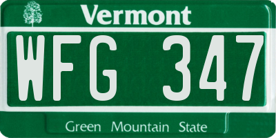 VT license plate WFG347