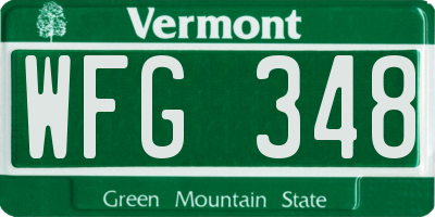 VT license plate WFG348