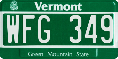 VT license plate WFG349