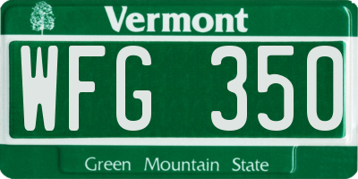 VT license plate WFG350